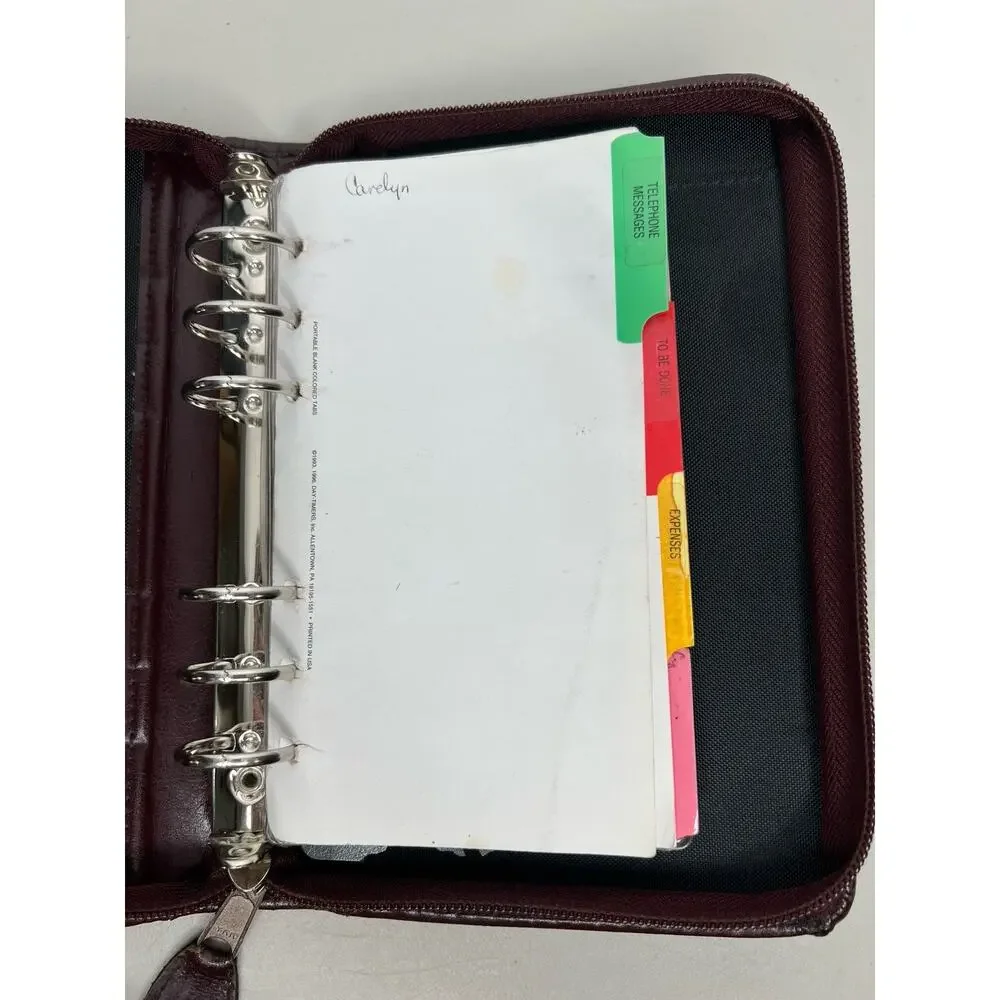 Vintage DayTimer Day Planner Burgundy Faux Leather